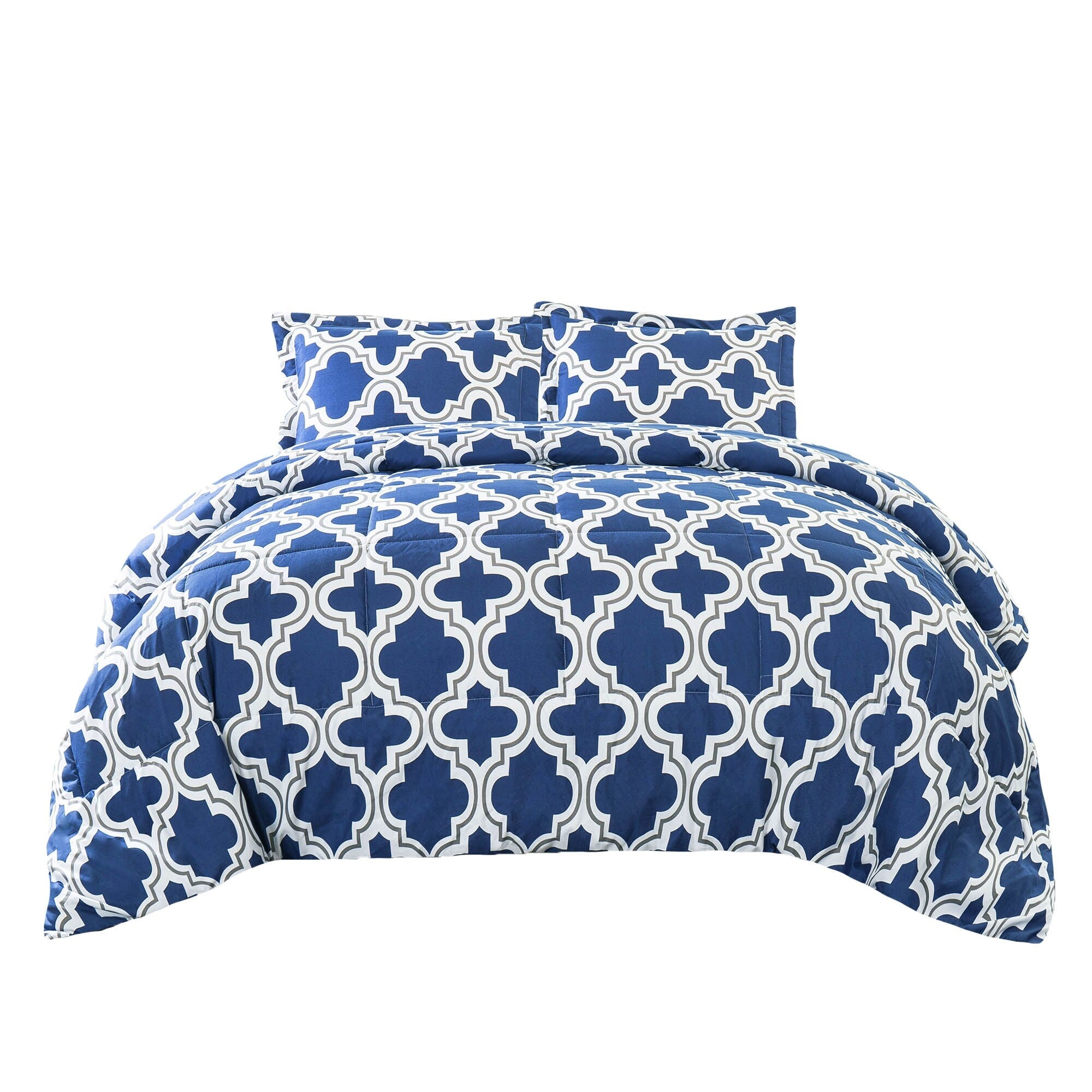 Ensemble de couettes toutes saisons en duvet alternatif de qualité supérieure à motif treillis