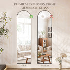 Miroir mural pleine longueur avec verre incassable, à poser au sol pour chambre à coucher, vestiaire