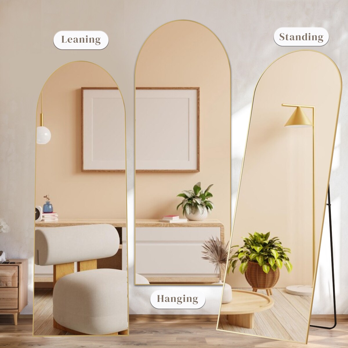 Miroir mural pleine longueur avec verre incassable, à poser au sol pour chambre à coucher, vestiaire