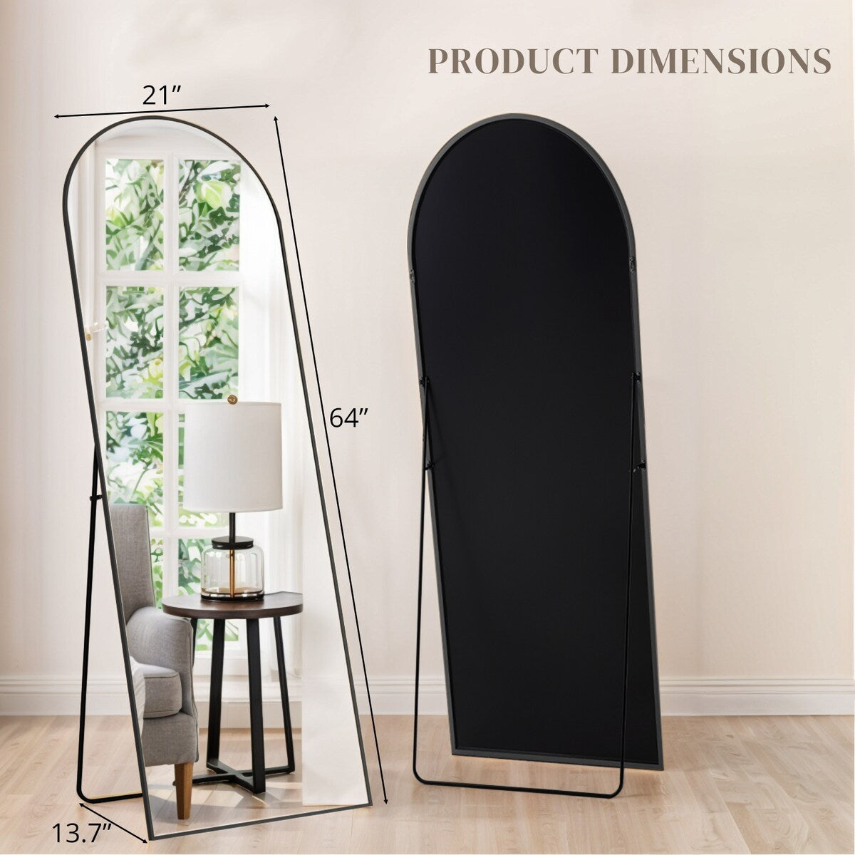 Miroir mural pleine longueur avec verre incassable, à poser au sol pour chambre à coucher, vestiaire