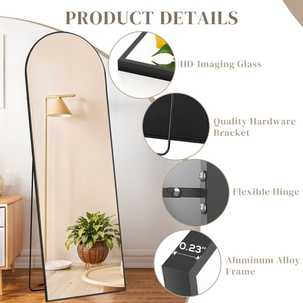 Miroir mural pleine longueur avec verre incassable, à poser au sol pour chambre à coucher, vestiaire