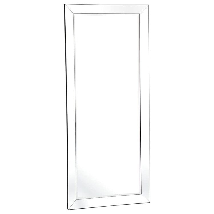 Miroir pleine longueur en faux bois pour une réflexion claire et complète et une ambiance de pièce améliorée - Argent - Pleine longueur