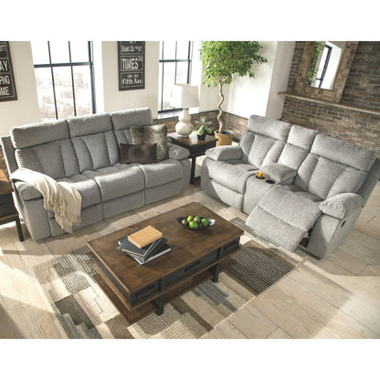 Canapé inclinable contemporain gris Mitchiner avec table rabattable