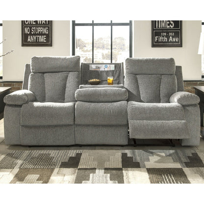 Canapé inclinable contemporain gris Mitchiner avec table rabattable