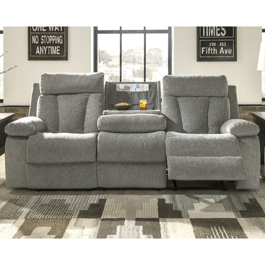 Canapé inclinable contemporain gris Mitchiner avec table rabattable