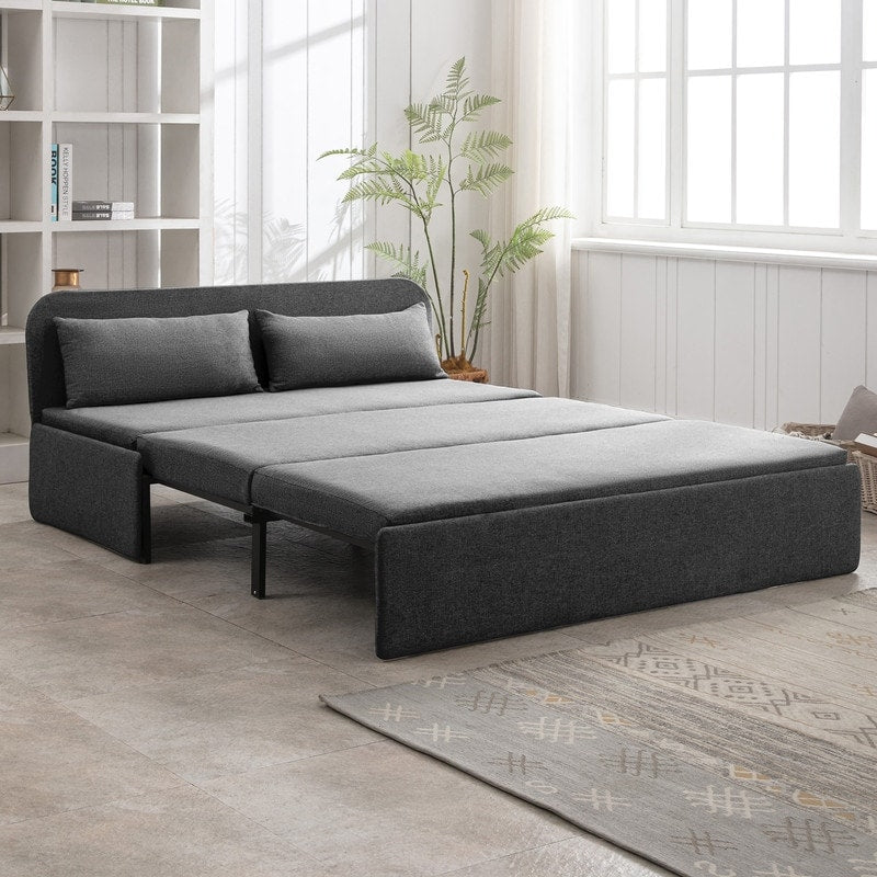 Canapé-lit convertible 2 en 1 Mixoy Linen, canapé-lit gigogne simple/queen avec matelas et coussins