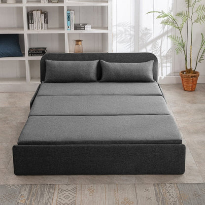 Canapé-lit convertible 2 en 1 Mixoy Linen, canapé-lit gigogne simple/queen avec matelas et coussins
