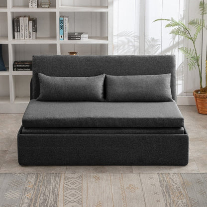 Canapé-lit convertible 2 en 1 Mixoy Linen, canapé-lit gigogne simple/queen avec matelas et coussins