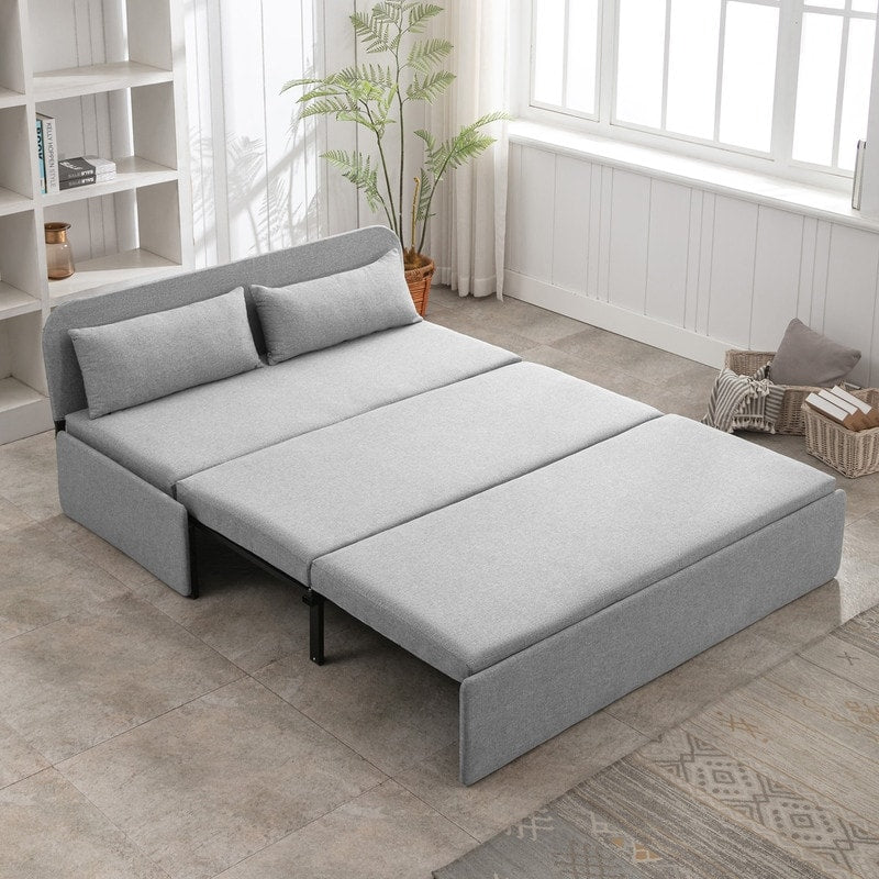 Canapé-lit convertible 2 en 1 Mixoy Linen, canapé-lit gigogne simple/queen avec matelas et coussins