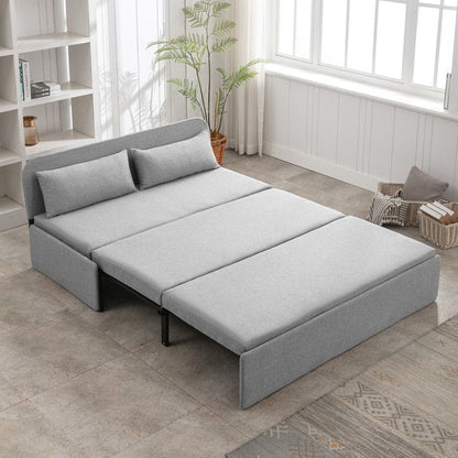 Canapé-lit convertible 2 en 1 Mixoy Linen, canapé-lit gigogne simple/queen avec matelas et coussins