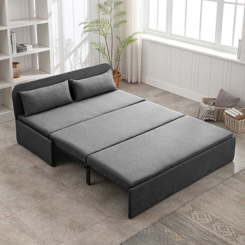 Canapé-lit convertible 2 en 1 Mixoy Linen, canapé-lit gigogne simple/queen avec matelas et coussins