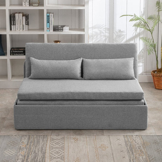 Canapé-lit convertible 2 en 1 Mixoy Linen, canapé-lit gigogne simple/queen avec matelas et coussins