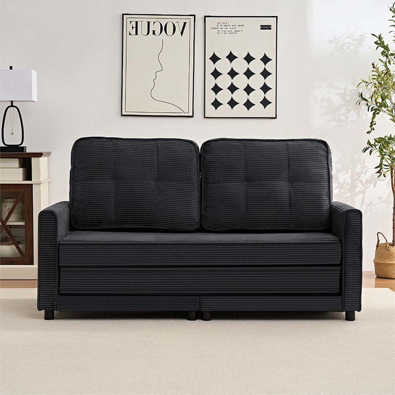 Canapé-lit futon convertible 3 en 1 Mixoy, canapé-lit capitonné pliable avec poches latérales