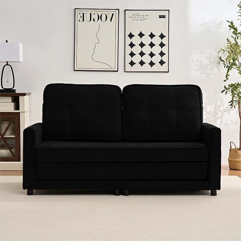 Canapé-lit futon convertible 3 en 1 Mixoy, canapé-lit capitonné pliable avec poches latérales
