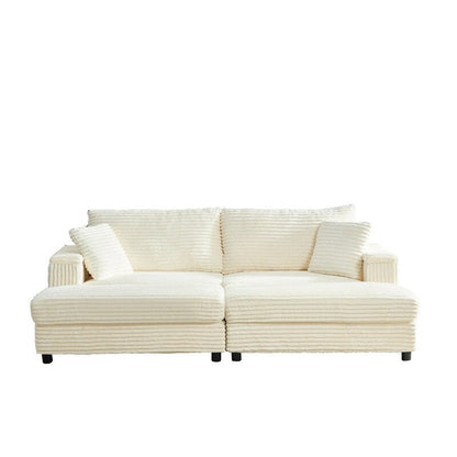 Chaise longue Mixoy 85'' en velours côtelé avec pouf de rangement et accoudoirs, fauteuil inclinable 2 places rembourré pour l'intérieur