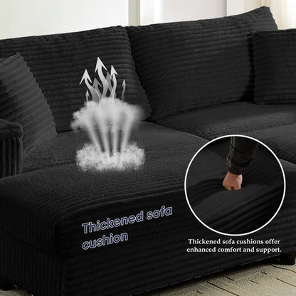 Chaise longue Mixoy 85'' en velours côtelé avec pouf de rangement et accoudoirs, fauteuil inclinable 2 places rembourré pour l'intérieur