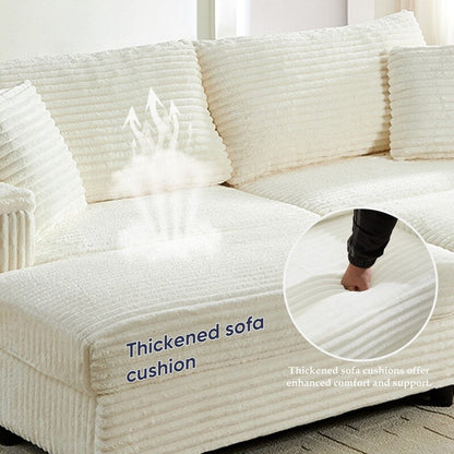 Chaise longue Mixoy 85'' en velours côtelé avec pouf de rangement et accoudoirs, fauteuil inclinable 2 places rembourré pour l'intérieur