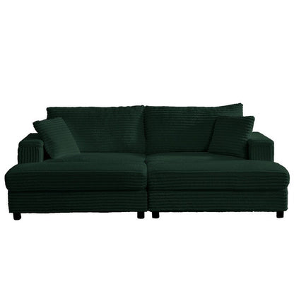 Chaise longue Mixoy 85'' en velours côtelé avec pouf de rangement et accoudoirs, fauteuil inclinable 2 places rembourré pour l'intérieur