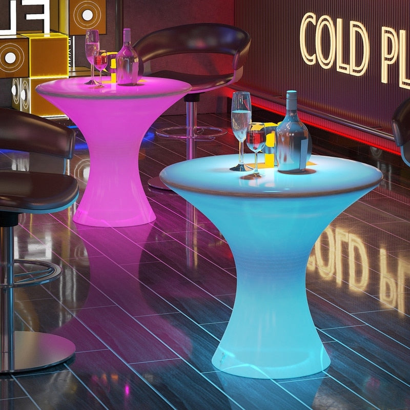 Table de cocktail LED à couleurs changeantes Mixoy, table à vin lumineuse rechargeable sans fil, table de pub, mobilier d'ambiance pour patio, piscine