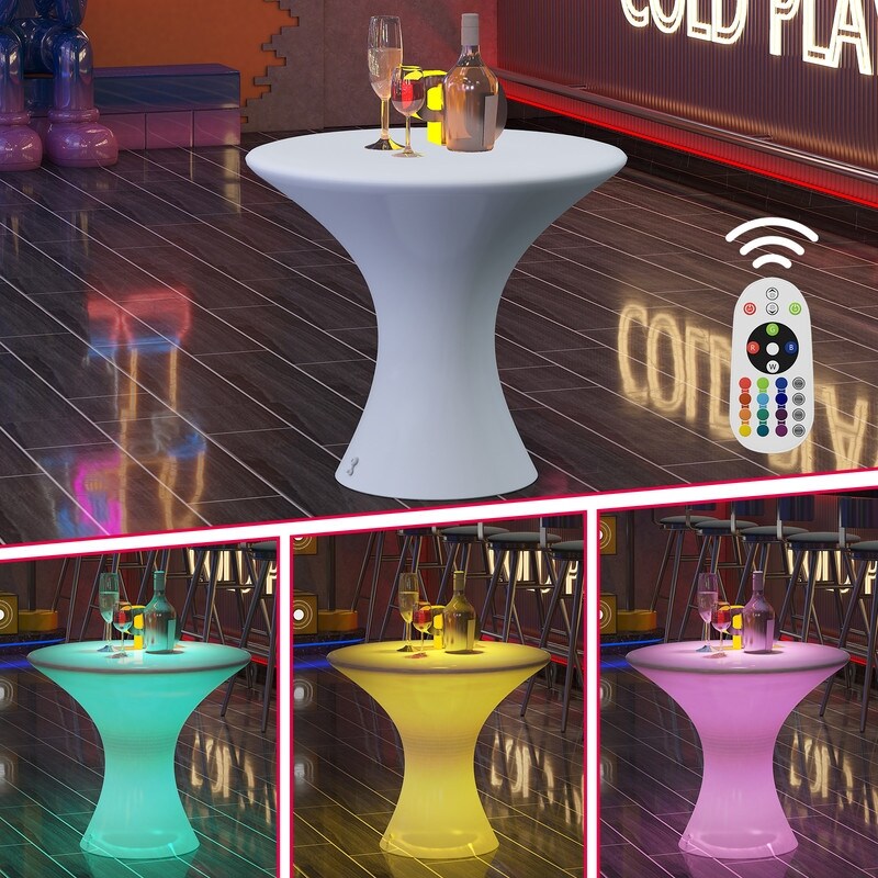 Table de cocktail LED à couleurs changeantes Mixoy, table à vin lumineuse rechargeable sans fil, table de pub, mobilier d'ambiance pour patio, piscine