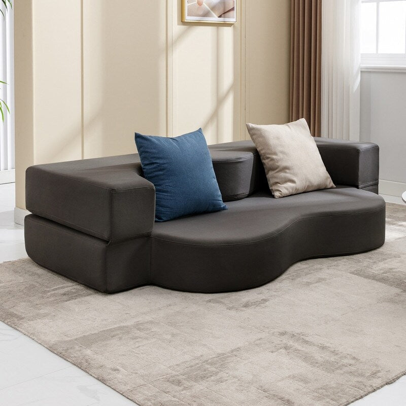 Canapé-lit futon convertible Mixoy, pliable, matelas pliant en mousse, tissu en tissu, canapé-lit de salon