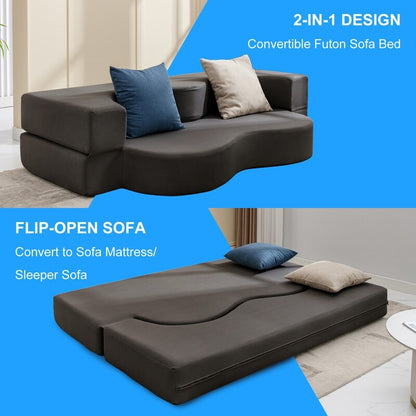 Canapé-lit futon convertible Mixoy, pliable, matelas pliant en mousse, tissu en tissu, canapé-lit de salon