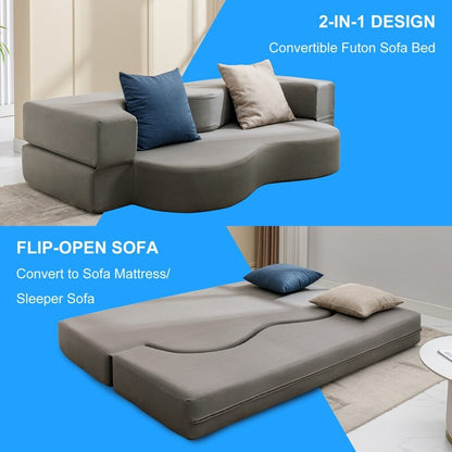 Canapé-lit futon convertible Mixoy, pliable, matelas pliant en mousse, tissu en tissu, canapé-lit de salon