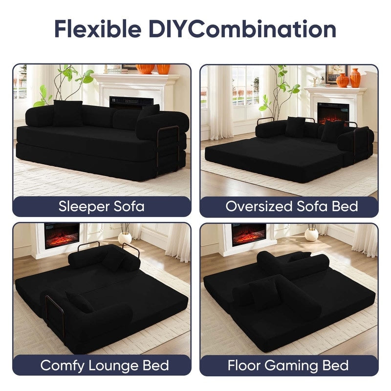 Canapé-lit convertible Mixoy avec accoudoirs amovibles, matelas pliant, canapé-lit de sol amovible et lavable