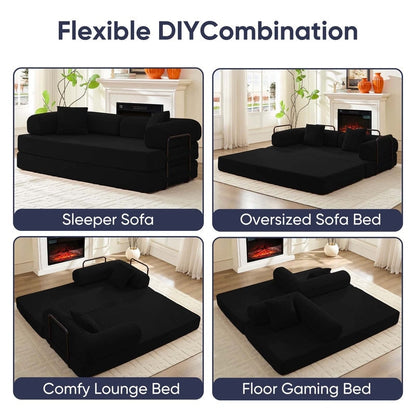 Canapé-lit convertible Mixoy avec accoudoirs amovibles, matelas pliant, canapé-lit de sol amovible et lavable