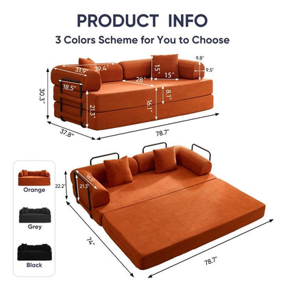 Canapé-lit convertible Mixoy avec accoudoirs amovibles, matelas pliant, canapé-lit de sol amovible et lavable