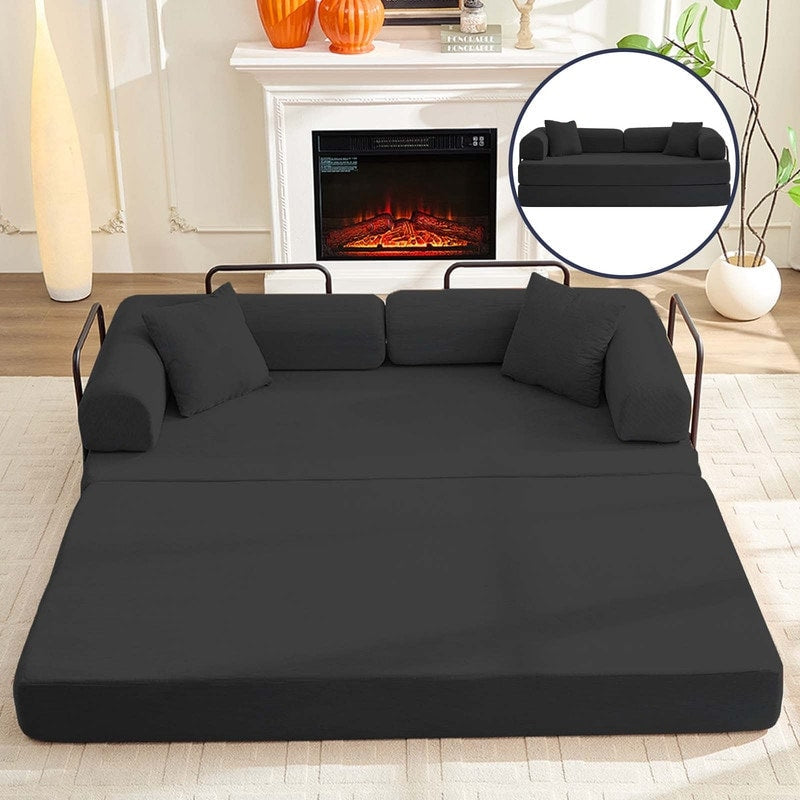 Canapé-lit convertible Mixoy avec accoudoirs amovibles, matelas pliant, canapé-lit de sol amovible et lavable
