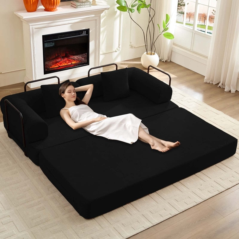 Canapé-lit convertible Mixoy avec accoudoirs amovibles, matelas pliant, canapé-lit de sol amovible et lavable