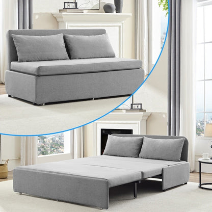 Canapé-lit Mixoy Full/Queen Size, canapé-lit convertible 2 en 1 en lin 1 place/causeuse avec coussins