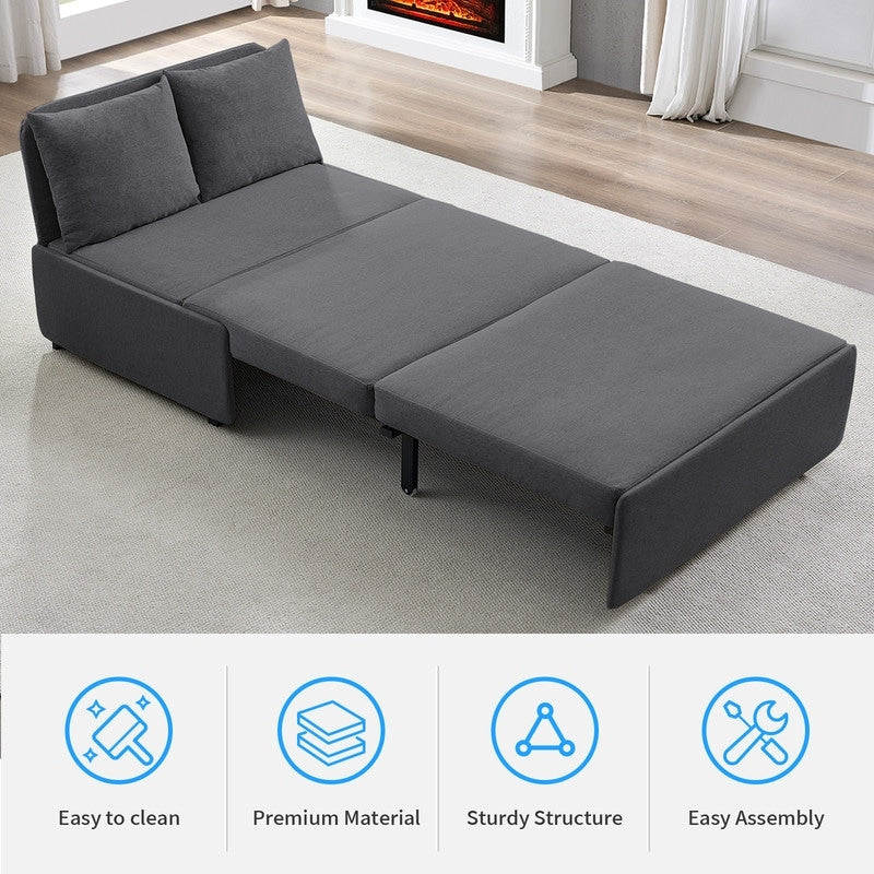 Canapé-lit Mixoy Full/Queen Size, canapé-lit convertible 2 en 1 en lin 1 place/causeuse avec coussins