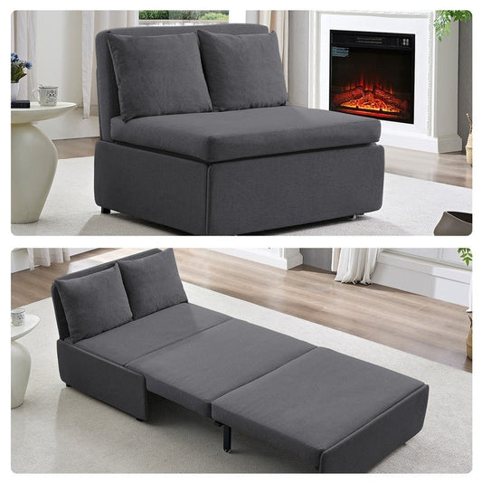 Canapé-lit Mixoy Full/Queen Size, canapé-lit convertible 2 en 1 en lin 1 place/causeuse avec coussins