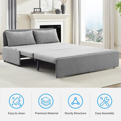 Canapé-lit Mixoy Full/Queen Size, canapé-lit convertible 2 en 1 en lin 1 place/causeuse avec coussins