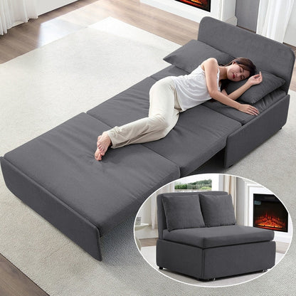 Canapé-lit Mixoy Full/Queen Size, canapé-lit convertible 2 en 1 en lin 1 place/causeuse avec coussins