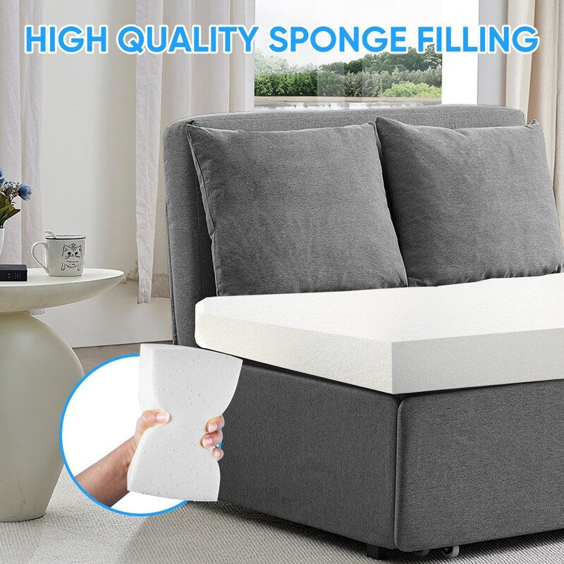 Canapé-lit Mixoy Full/Queen Size, canapé-lit convertible 2 en 1 en lin 1 place/causeuse avec coussins