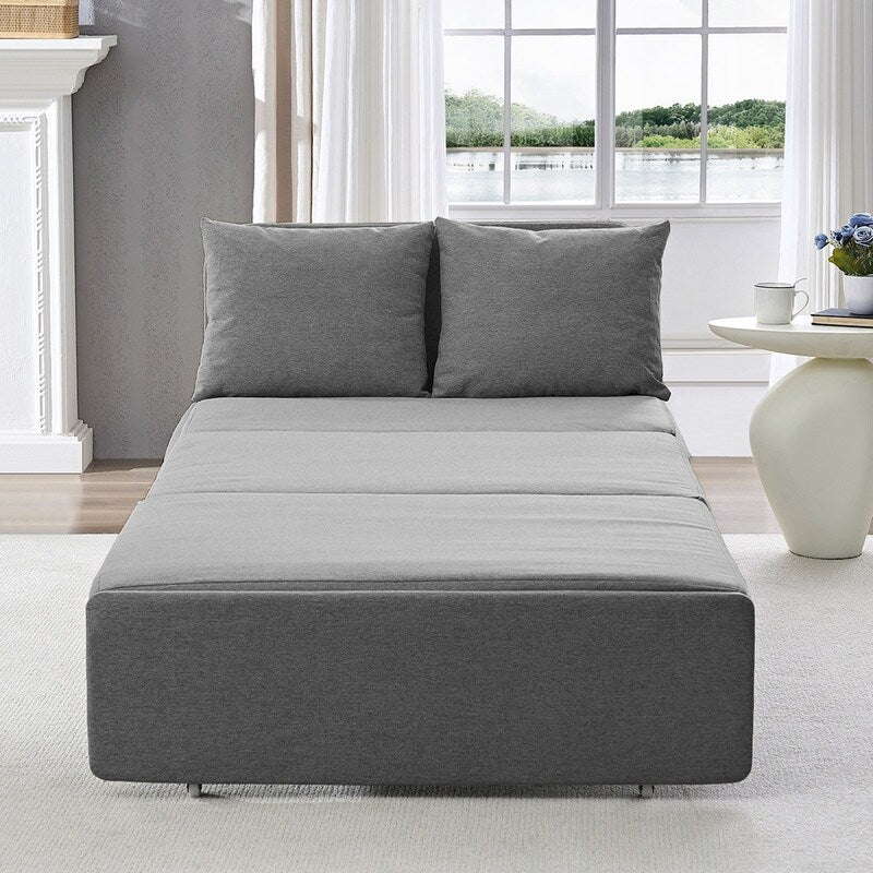 Canapé-lit Mixoy Full/Queen Size, canapé-lit convertible 2 en 1 en lin 1 place/causeuse avec coussins