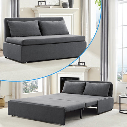 Canapé-lit Mixoy Full/Queen Size, canapé-lit convertible 2 en 1 en lin 1 place/causeuse avec coussins