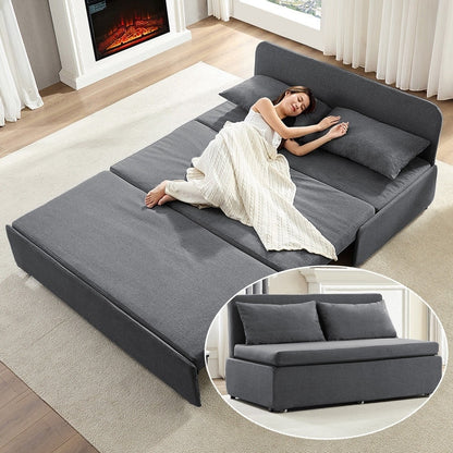 Canapé-lit Mixoy Full/Queen Size, canapé-lit convertible 2 en 1 en lin 1 place/causeuse avec coussins