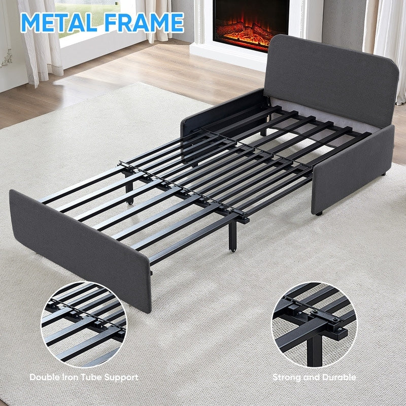 Canapé-lit Mixoy Full/Queen Size, canapé-lit convertible 2 en 1 en lin 1 place/causeuse avec coussins