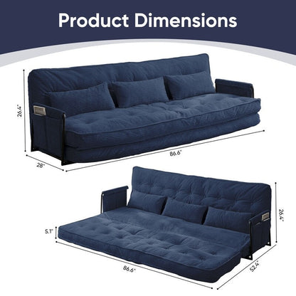Canapé-lit futon pliable multifonction Mixoy, canapé-lit de sol, canapé-lit paresseux avec oreillers, dossier réglable sur 6 positions