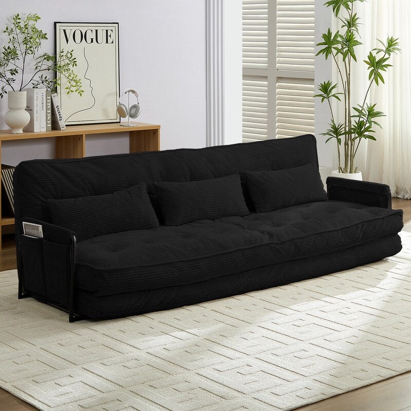 Canapé-lit futon pliable multifonction Mixoy, canapé-lit de sol, canapé-lit paresseux avec oreillers, dossier réglable sur 6 positions