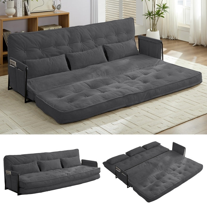 Canapé-lit futon pliable multifonction Mixoy, canapé-lit de sol, canapé-lit paresseux avec oreillers, dossier réglable sur 6 positions