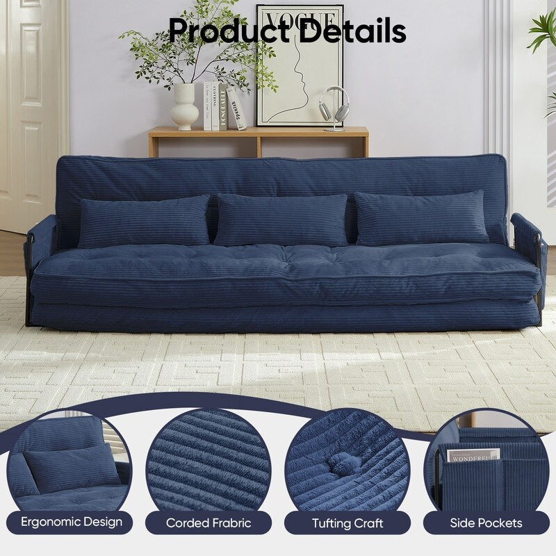 Canapé-lit futon pliable multifonction Mixoy, canapé-lit de sol, canapé-lit paresseux avec oreillers, dossier réglable sur 6 positions