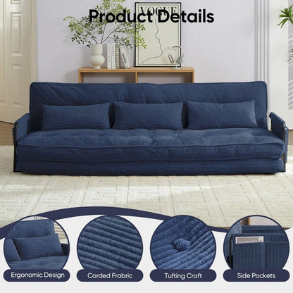 Canapé-lit futon pliable multifonction Mixoy, canapé-lit de sol, canapé-lit paresseux avec oreillers, dossier réglable sur 6 positions