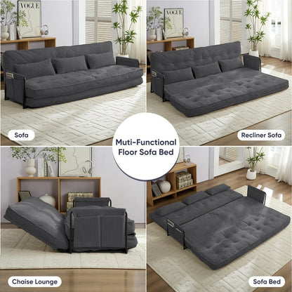 Canapé-lit futon pliable multifonction Mixoy, canapé-lit de sol, canapé-lit paresseux avec oreillers, dossier réglable sur 6 positions