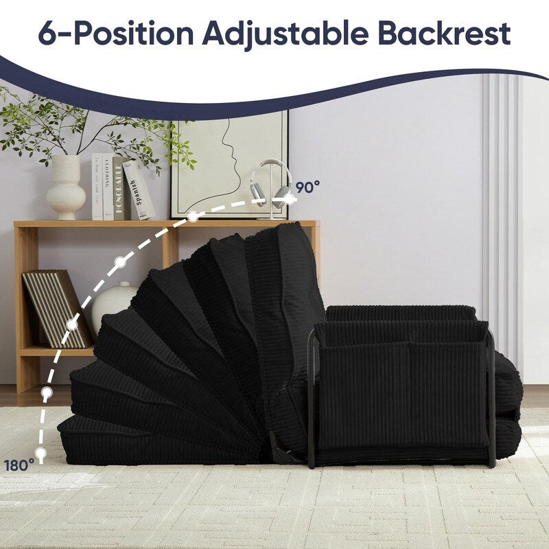 Canapé-lit futon pliable multifonction Mixoy, canapé-lit de sol, canapé-lit paresseux avec oreillers, dossier réglable sur 6 positions