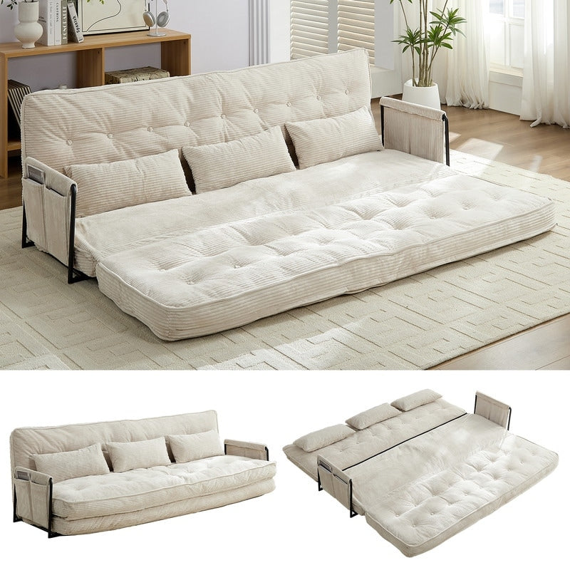 Canapé-lit futon pliable multifonction Mixoy, canapé-lit de sol, canapé-lit paresseux avec oreillers, dossier réglable sur 6 positions